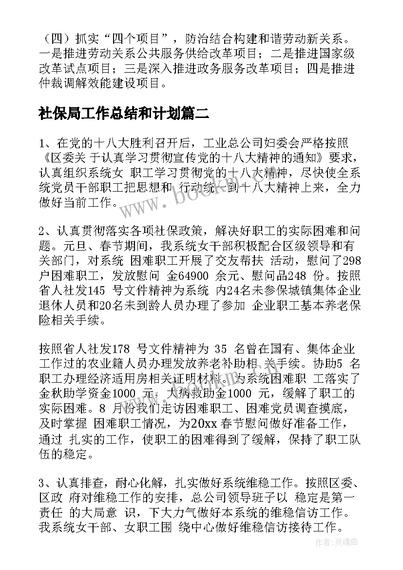 社保局工作总结和计划(精选7篇)