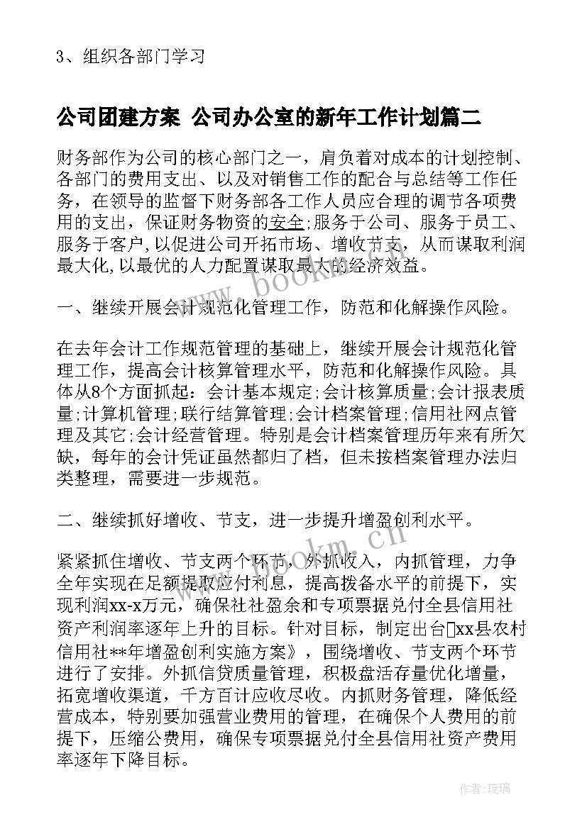 公司团建方案 公司办公室的新年工作计划(大全8篇)