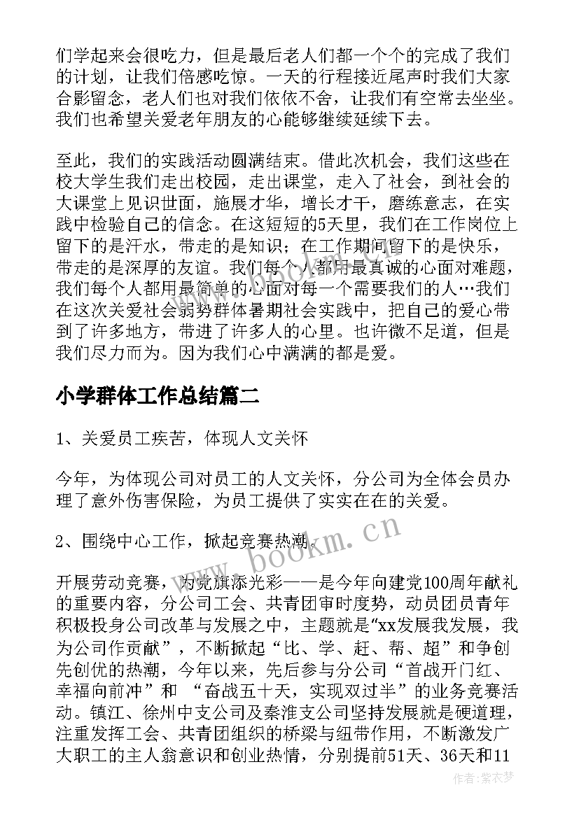 小学群体工作总结(实用6篇)