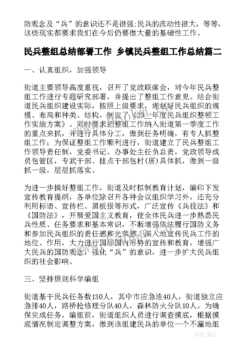 2023年民兵整组总结部署工作 乡镇民兵整组工作总结(模板5篇)