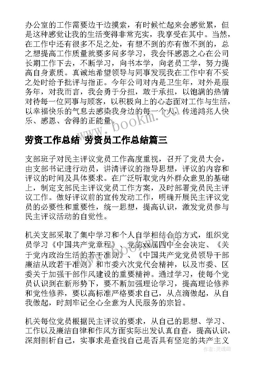 2023年劳资工作总结 劳资员工作总结(精选7篇)