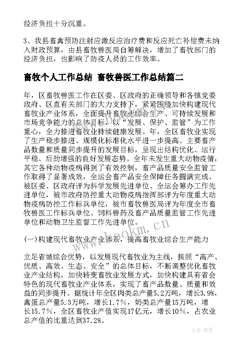 2023年畜牧个人工作总结 畜牧兽医工作总结(实用6篇)