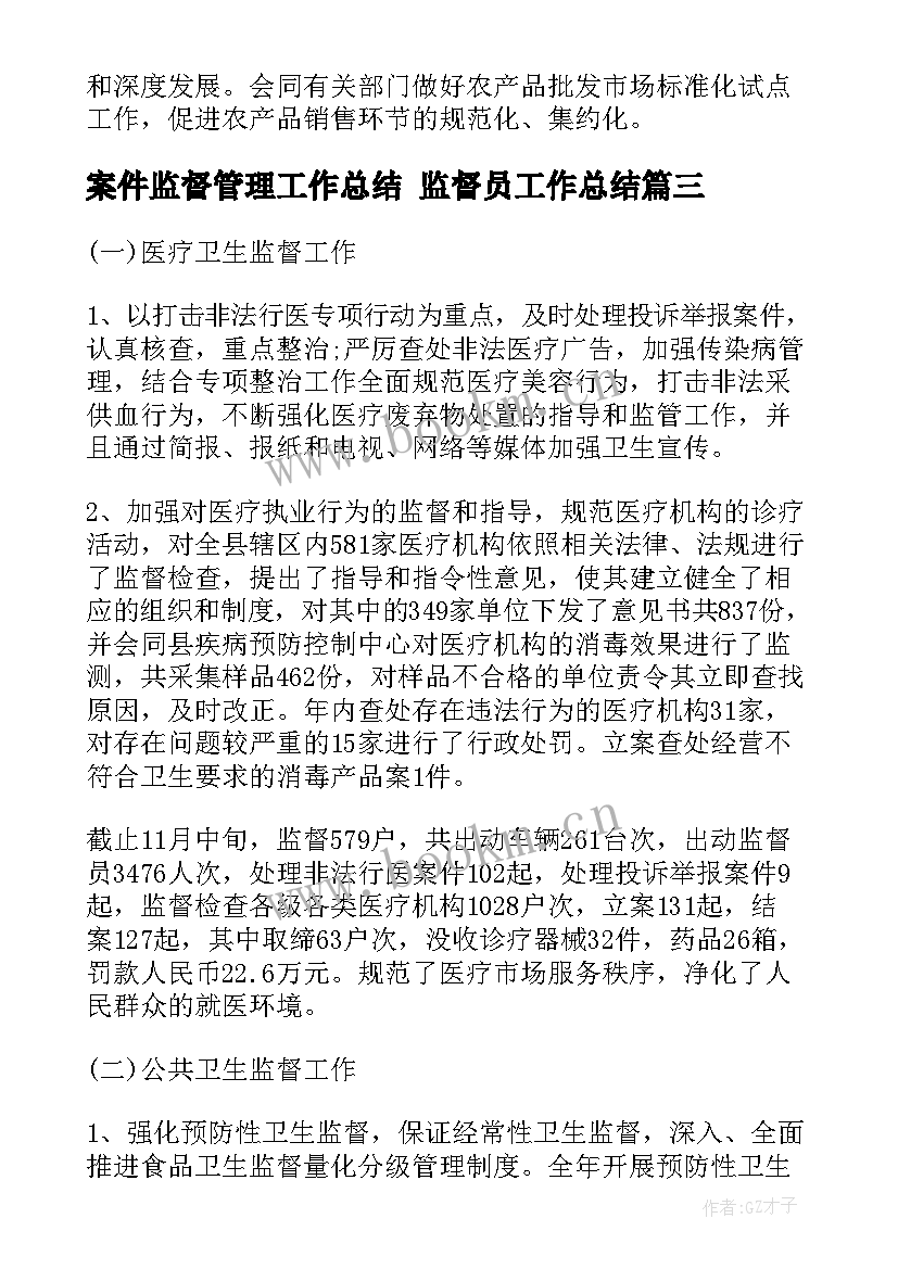 最新案件监督管理工作总结 监督员工作总结(汇总6篇)