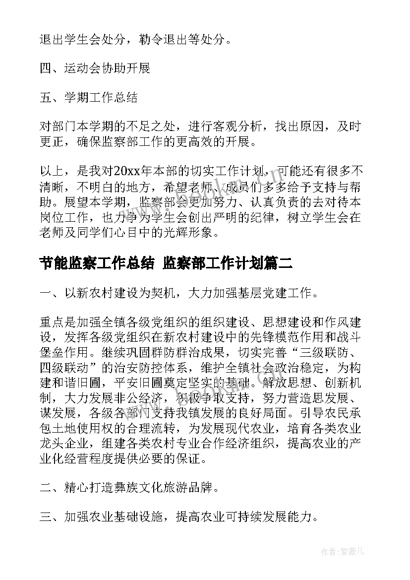 节能监察工作总结 监察部工作计划(大全9篇)