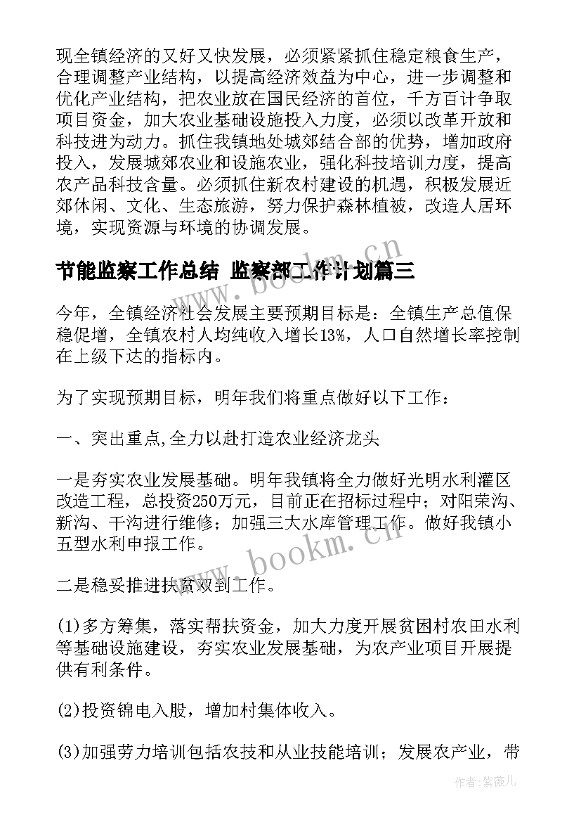 节能监察工作总结 监察部工作计划(大全9篇)