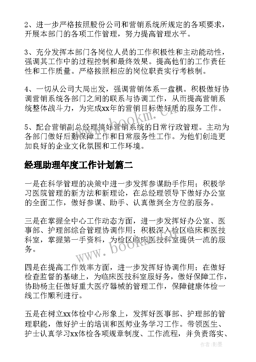 2023年经理助理年度工作计划(大全9篇)