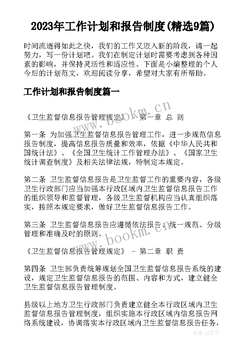 2023年工作计划和报告制度(精选9篇)