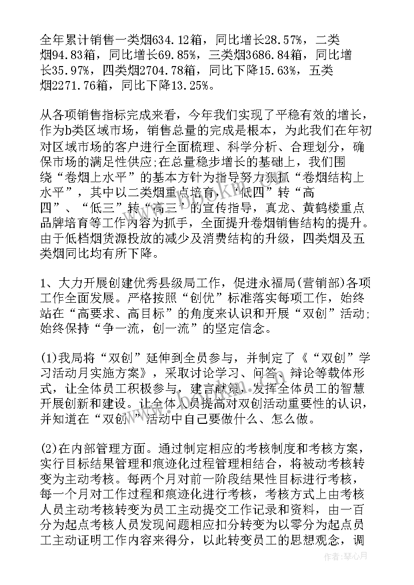 烟草贷宣传 烟草营销年度总结(大全9篇)