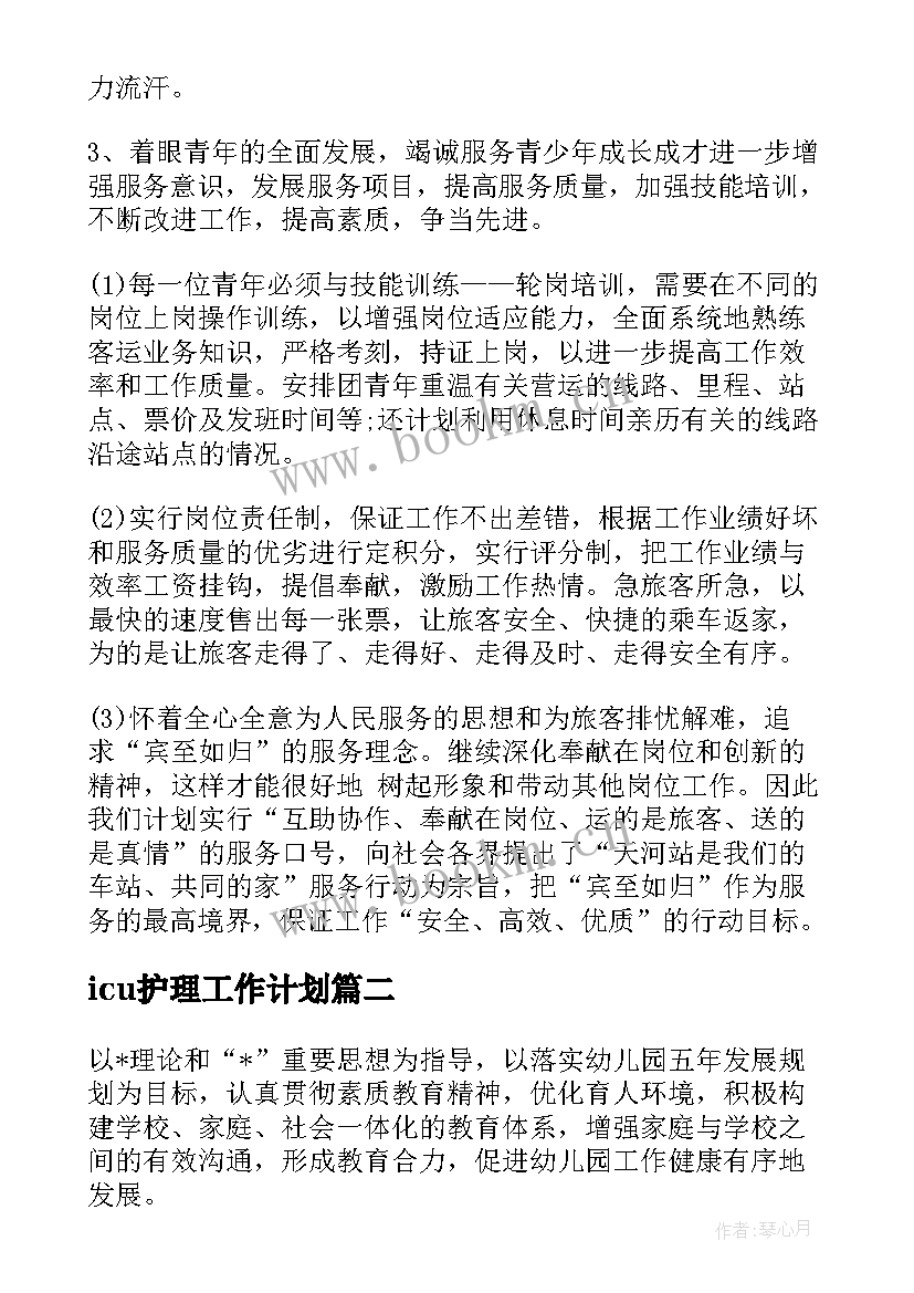 2023年icu护理工作计划(汇总5篇)