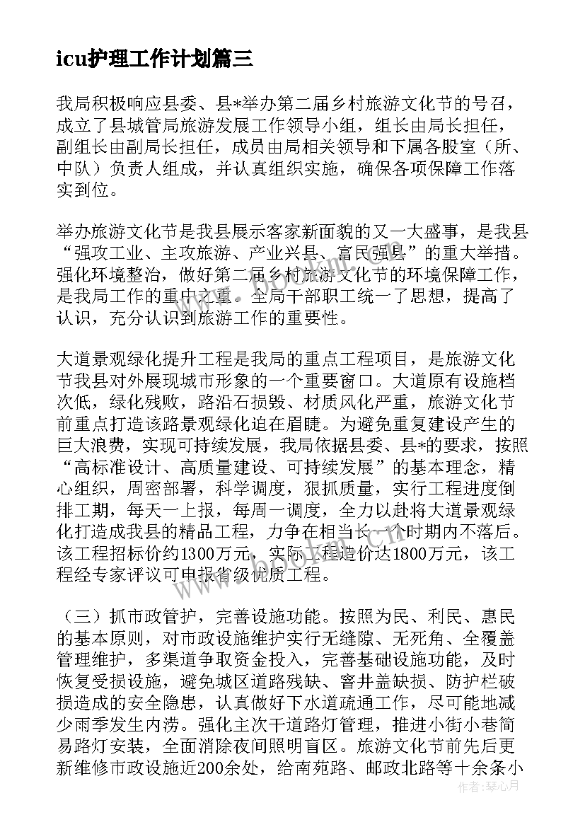 2023年icu护理工作计划(汇总5篇)