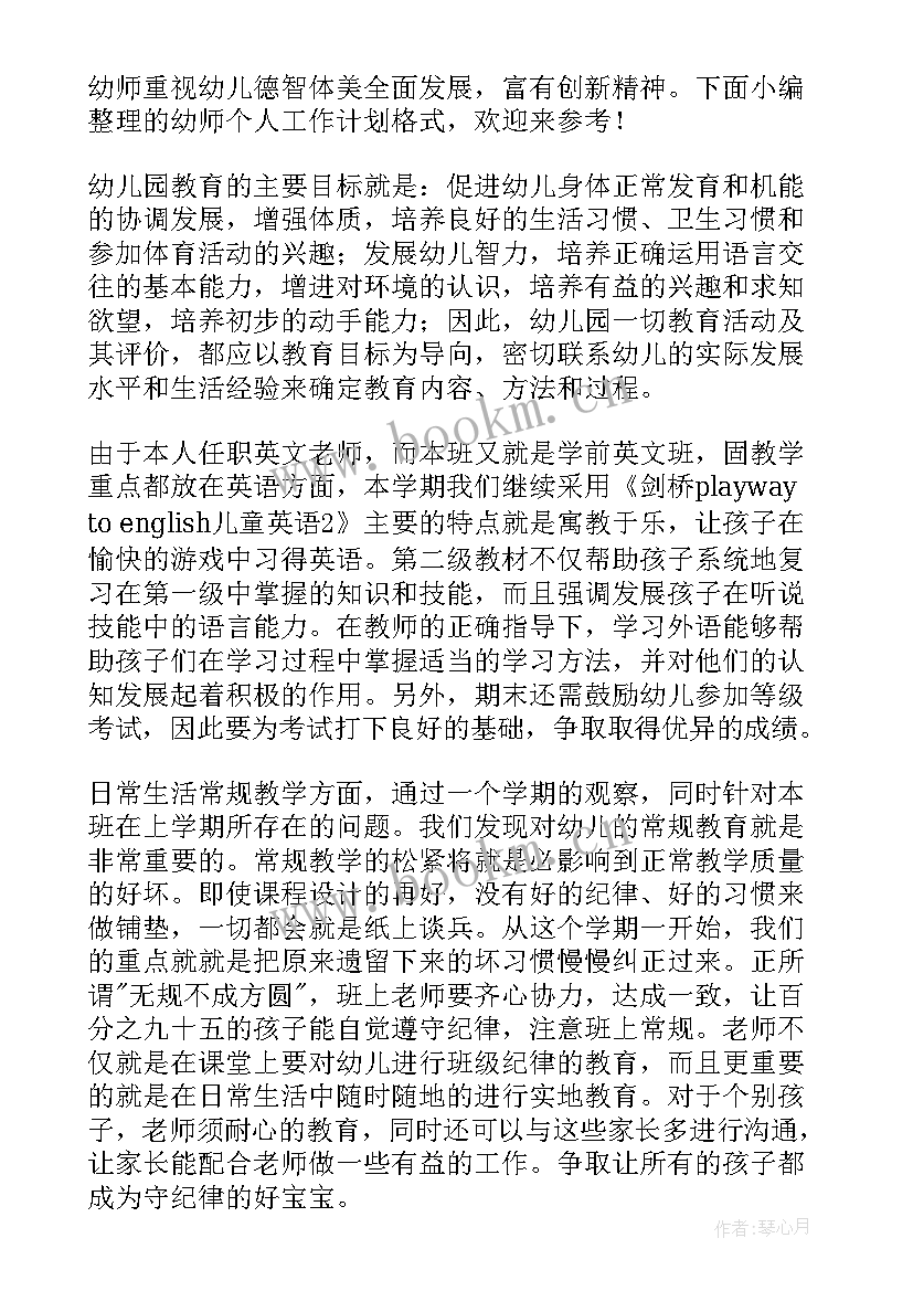 2023年个人每日工作计划格式(精选9篇)