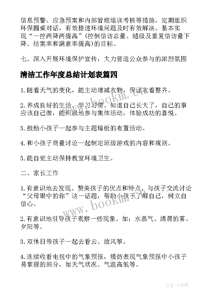 最新清洁工作年度总结计划表(优质5篇)