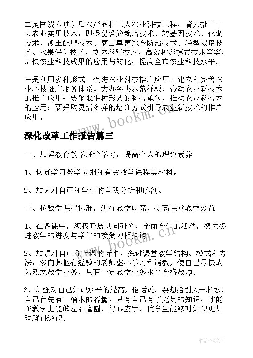 2023年深化改革工作报告(通用9篇)