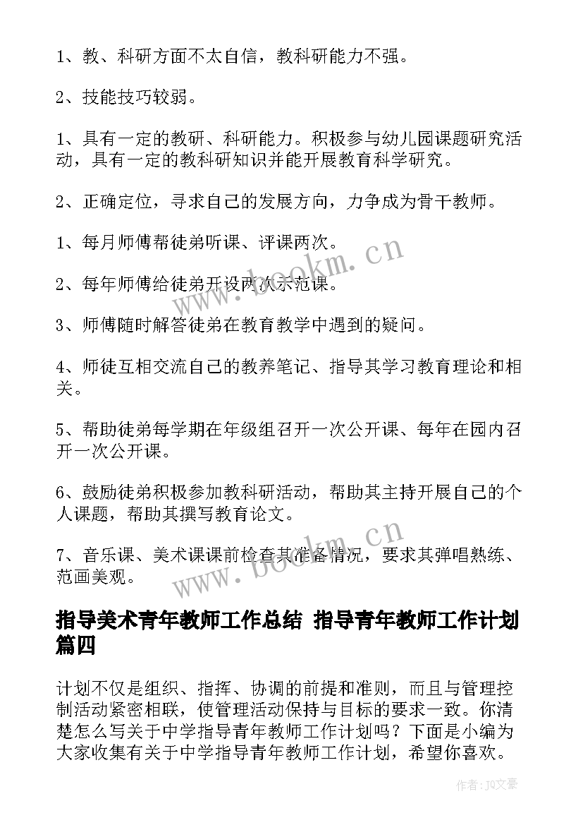 指导美术青年教师工作总结 指导青年教师工作计划(大全10篇)