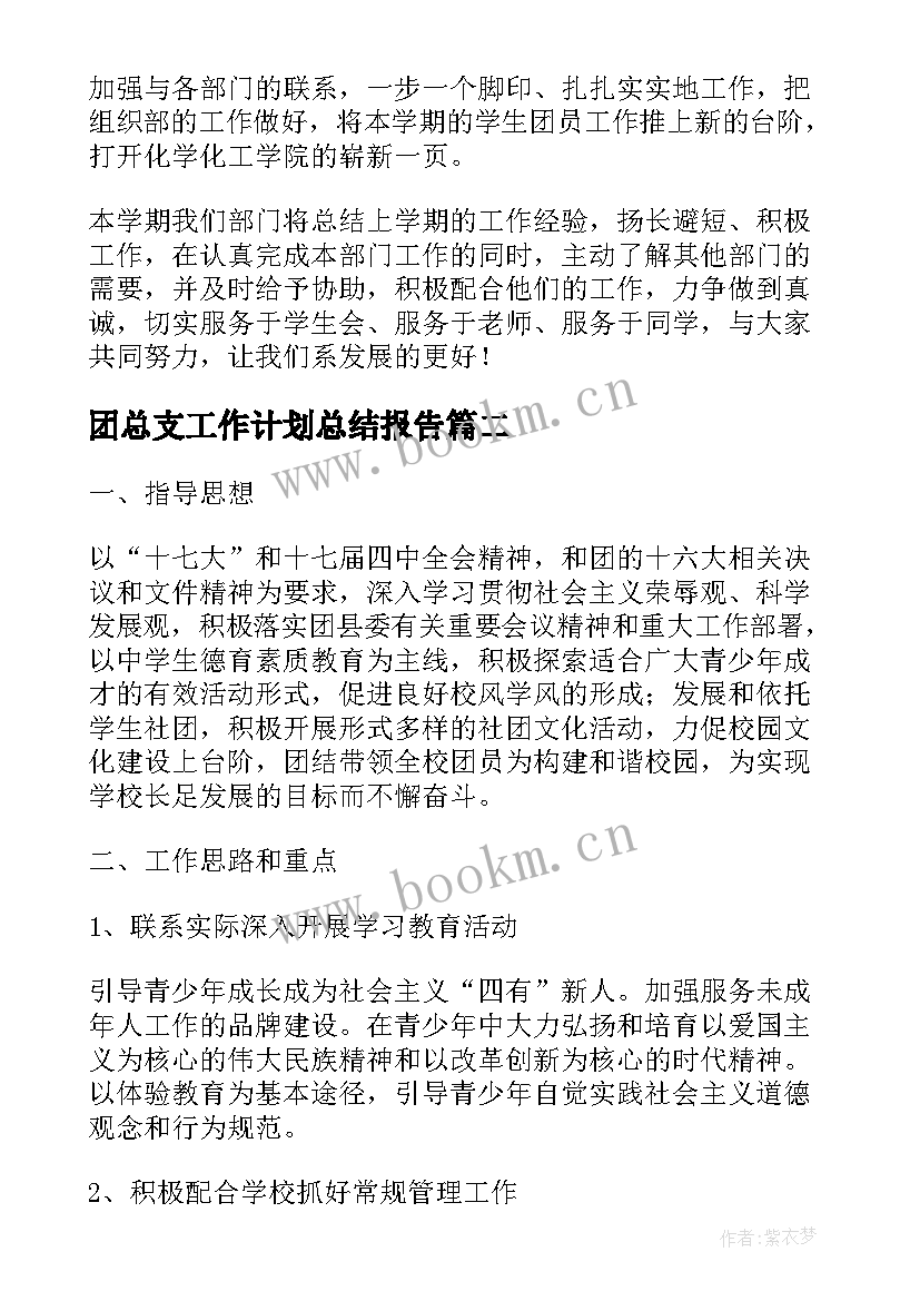 团总支工作计划总结报告(通用9篇)