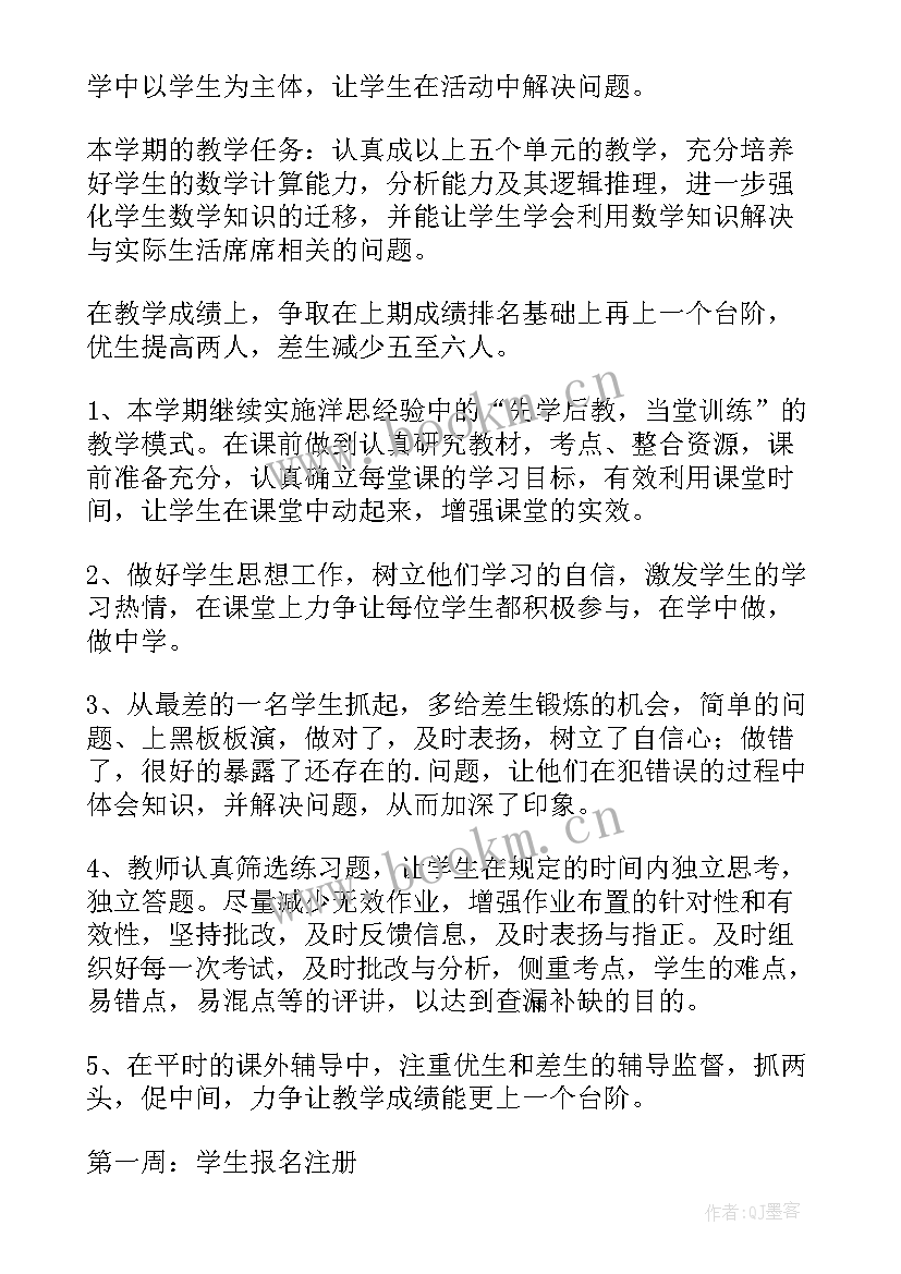 最新数学学科工作计划一年级下(优秀7篇)