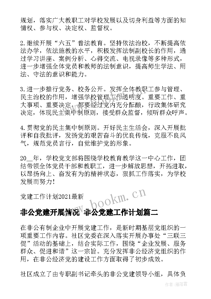 2023年非公党建开展情况 非公党建工作计划(精选5篇)