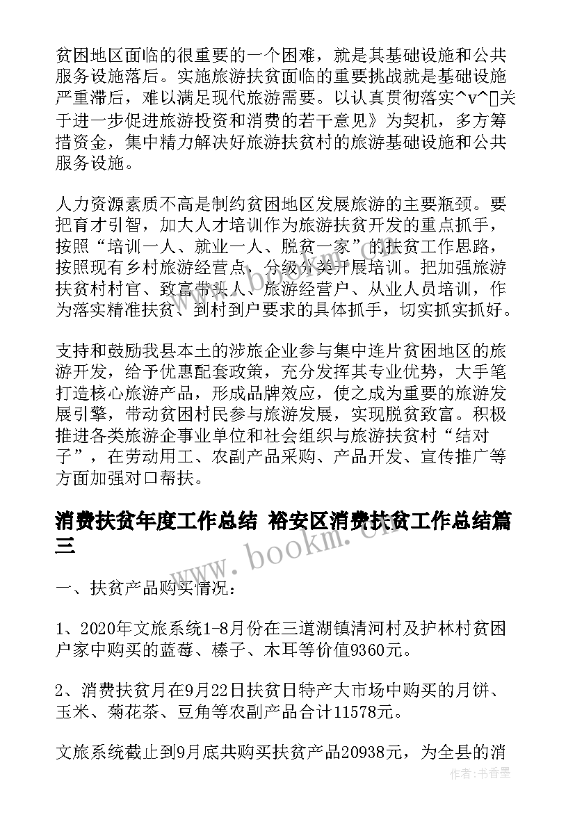 最新消费扶贫年度工作总结 裕安区消费扶贫工作总结(汇总5篇)