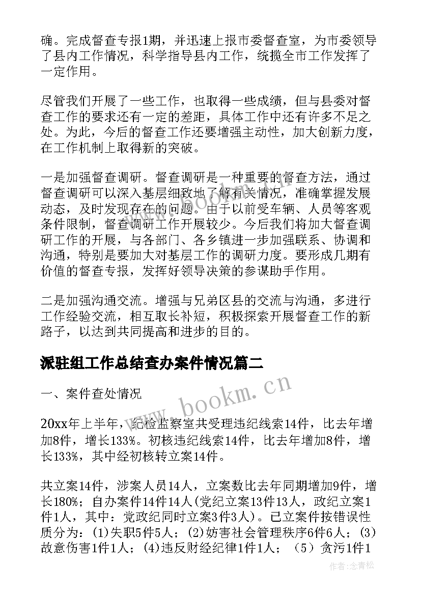 2023年派驻组工作总结查办案件情况(通用5篇)