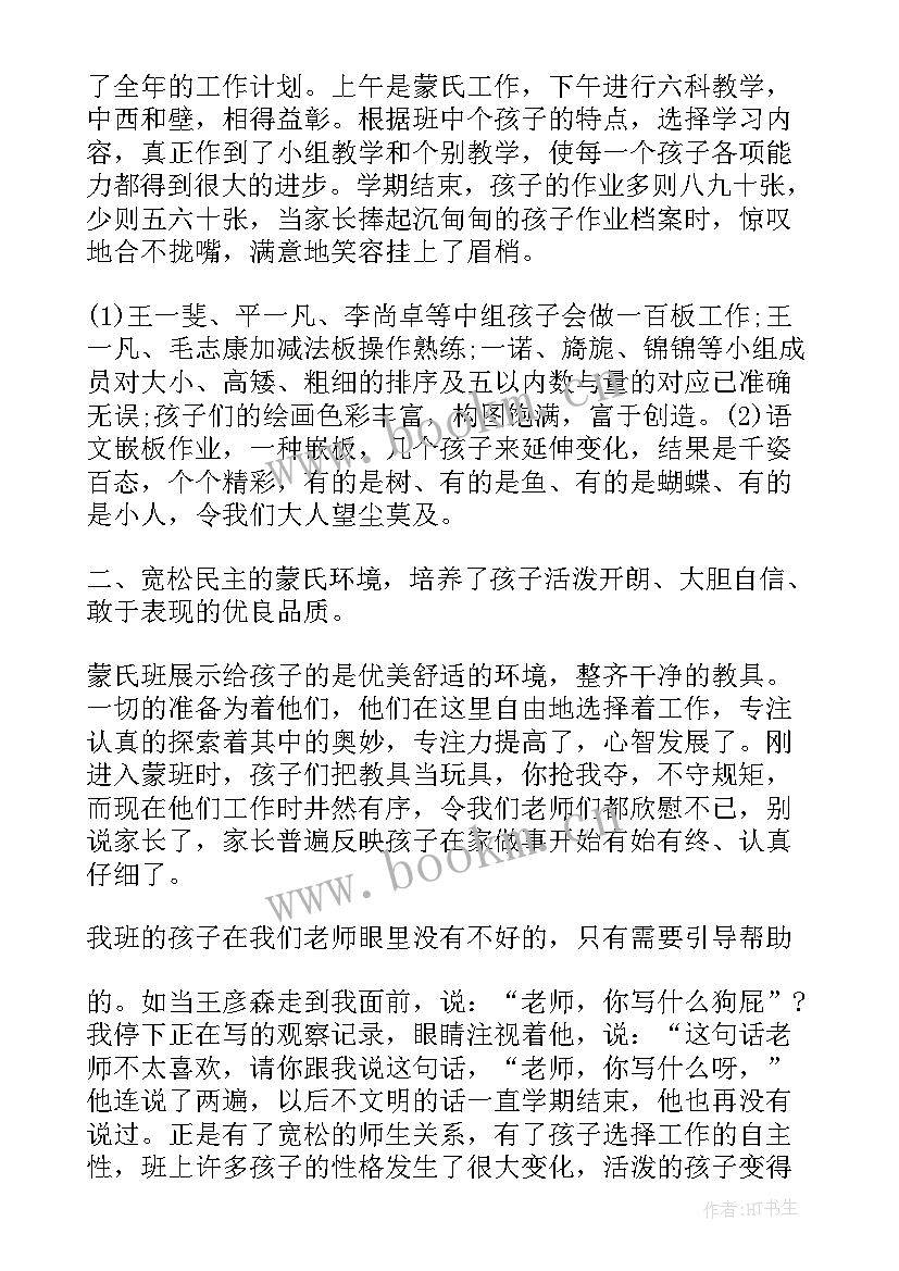 2023年蒙氏年度工作总结(模板6篇)