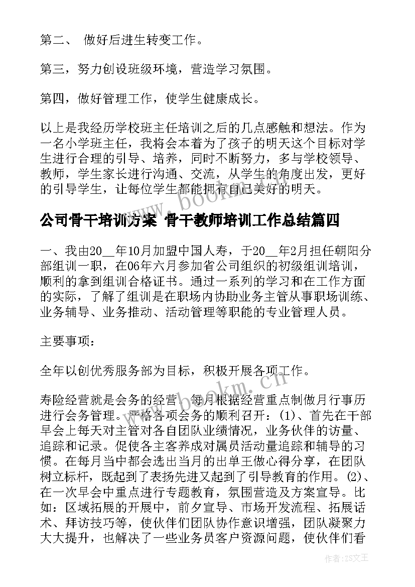 2023年公司骨干培训方案 骨干教师培训工作总结(通用9篇)