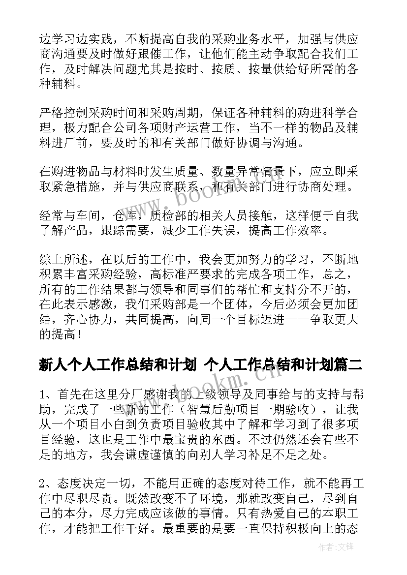 2023年新人个人工作总结和计划 个人工作总结和计划(模板6篇)