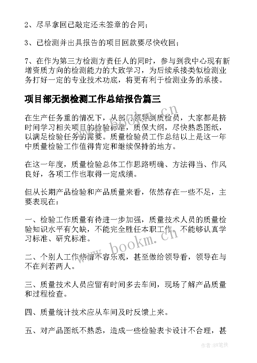 2023年项目部无损检测工作总结报告(大全5篇)