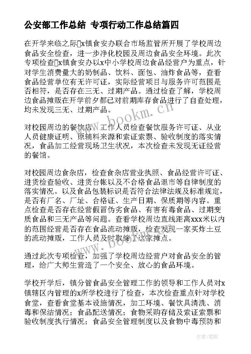 公安部工作总结 专项行动工作总结(优秀9篇)