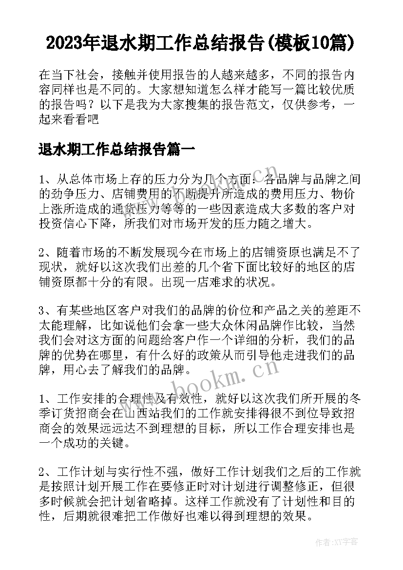 2023年退水期工作总结报告(模板10篇)