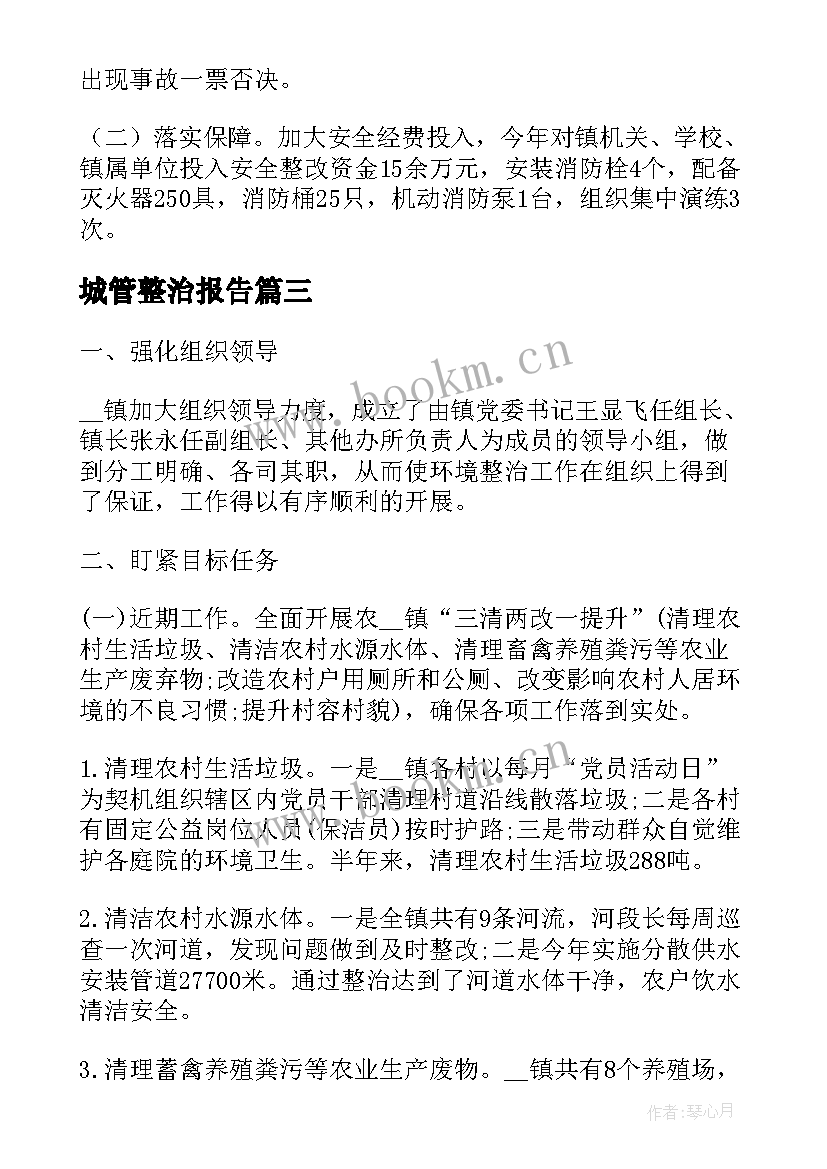 2023年城管整治报告(汇总7篇)