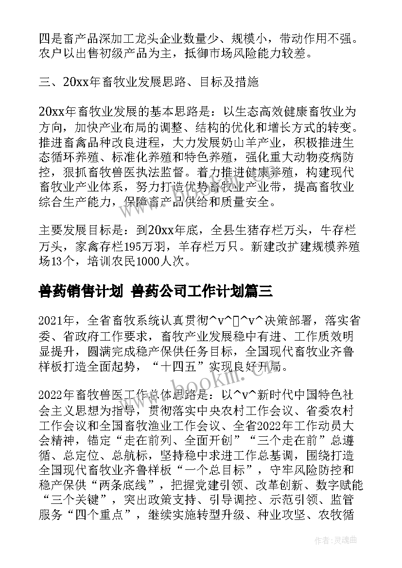 兽药销售计划 兽药公司工作计划(通用5篇)