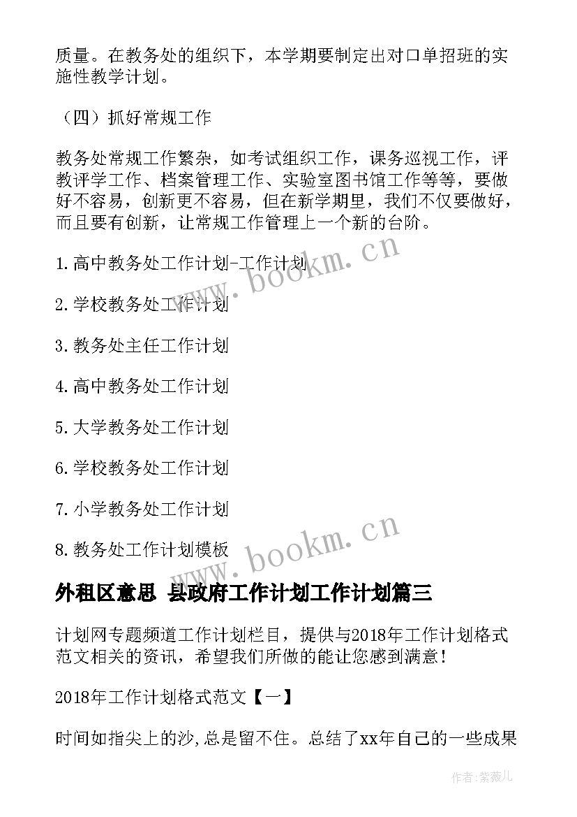 2023年外租区意思 县政府工作计划工作计划(模板7篇)