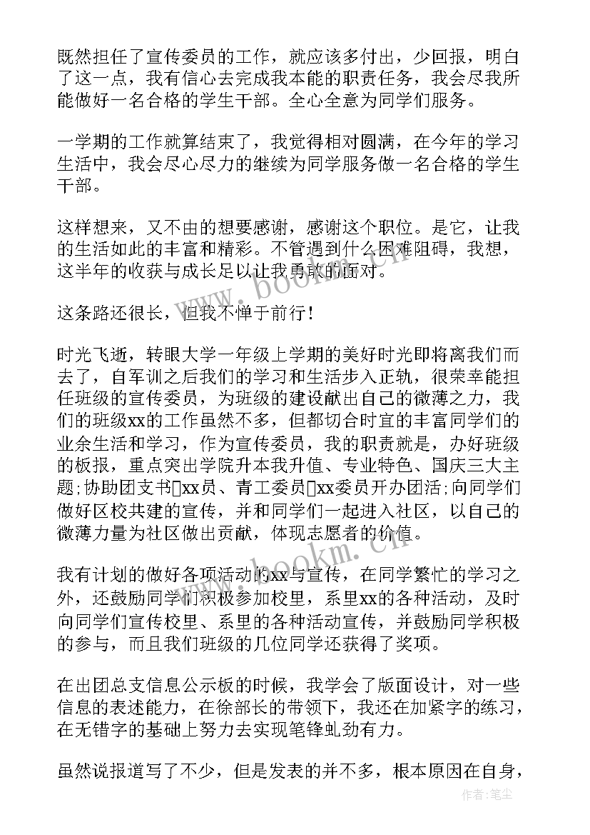 学校党支部宣传委员工作总结 宣传委员工作总结(实用5篇)