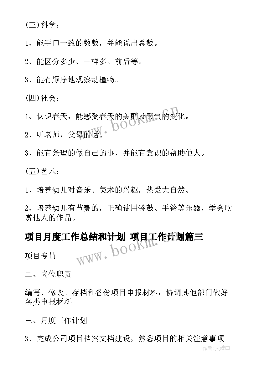 2023年项目月度工作总结和计划 项目工作计划(优秀7篇)