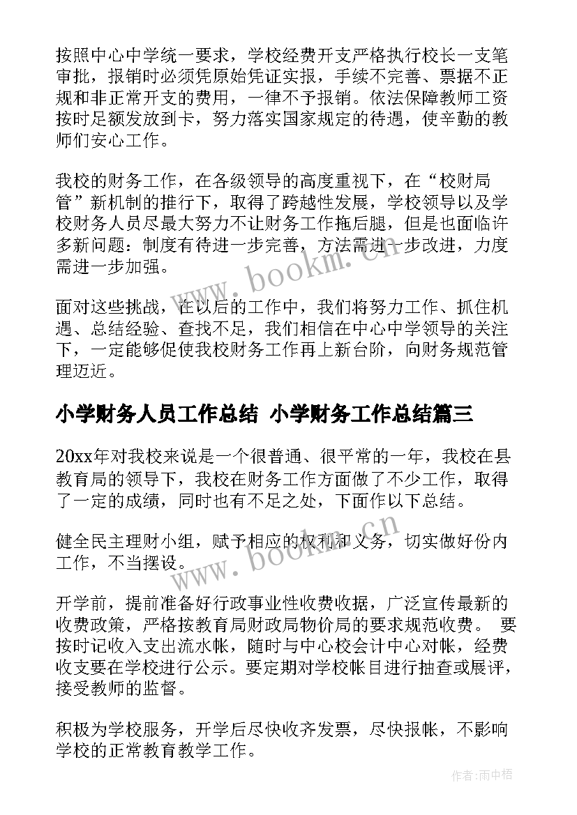 2023年小学财务人员工作总结 小学财务工作总结(汇总5篇)