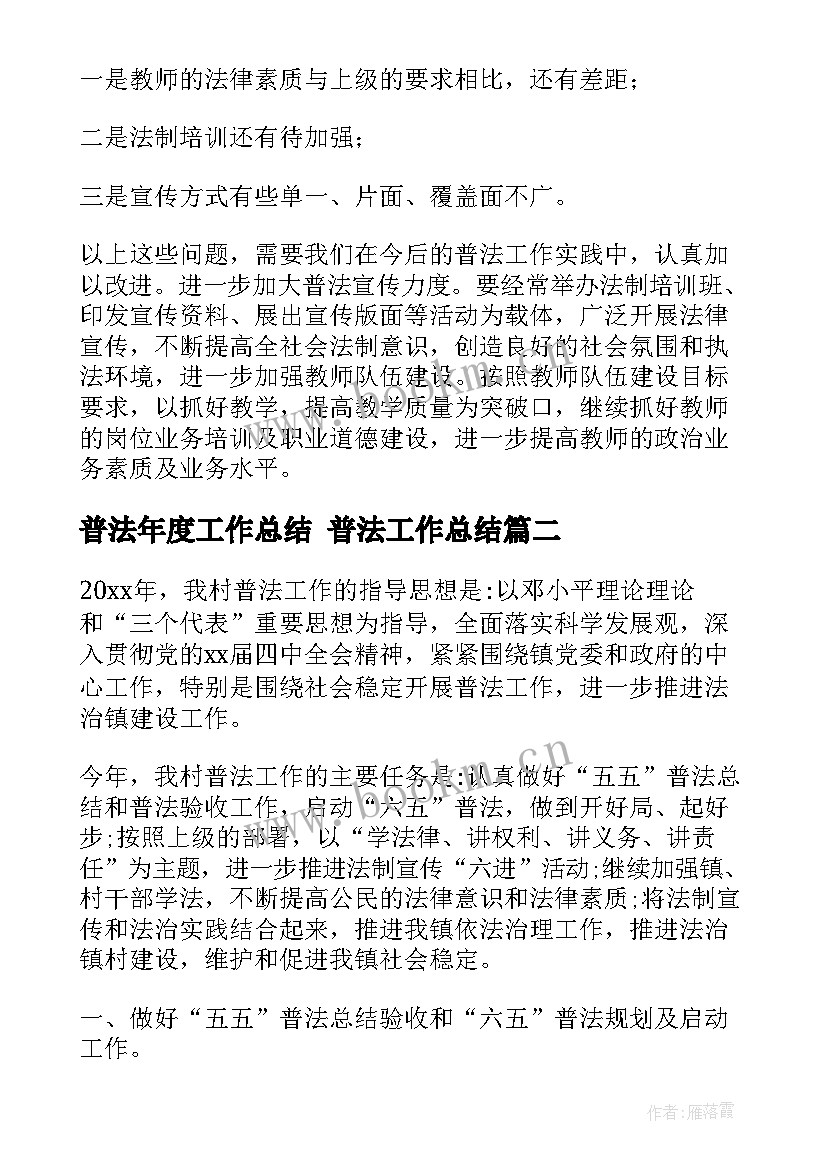 普法年度工作总结 普法工作总结(通用5篇)