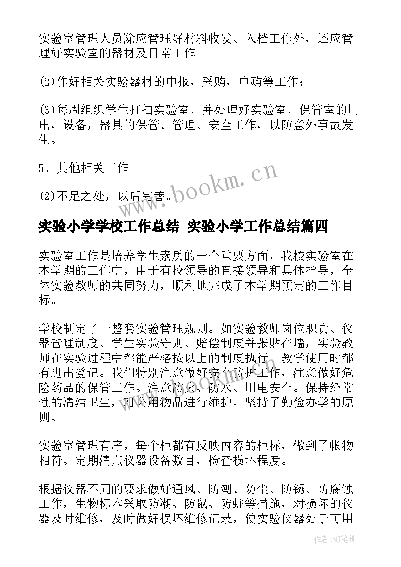 实验小学学校工作总结 实验小学工作总结(大全7篇)