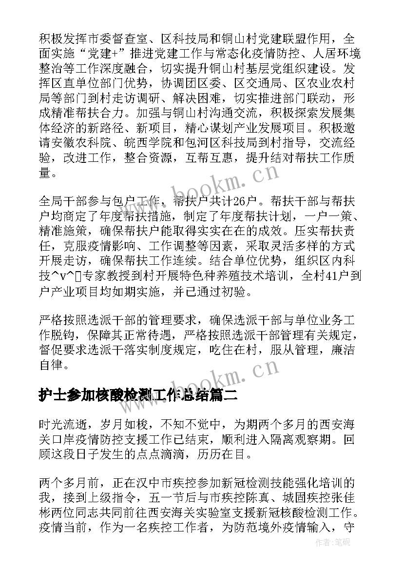 护士参加核酸检测工作总结(大全5篇)