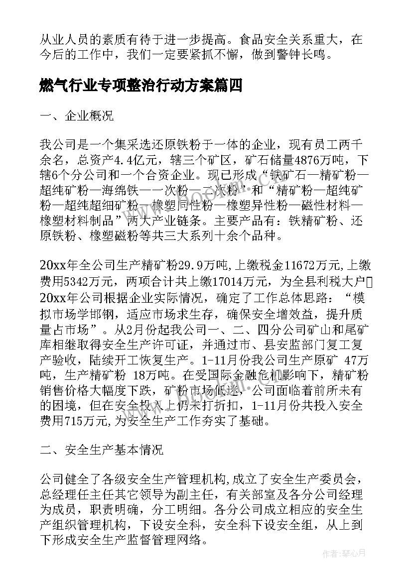 燃气行业专项整治行动方案(大全8篇)