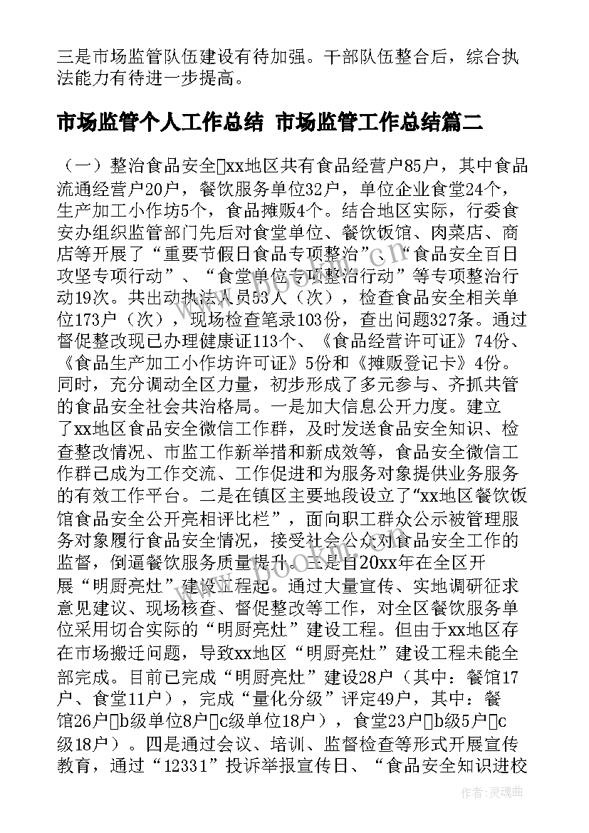 市场监管个人工作总结 市场监管工作总结(实用5篇)