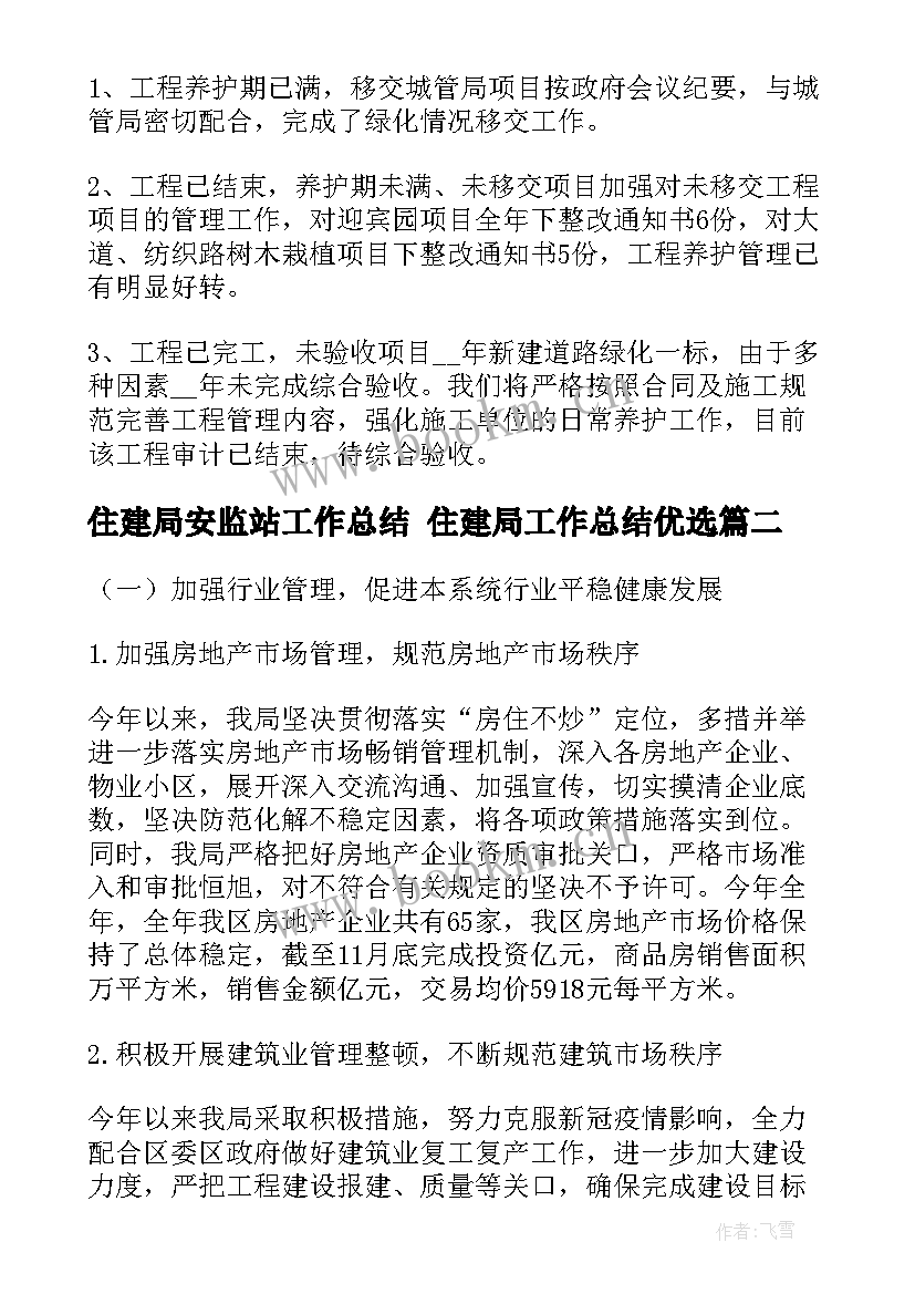 最新住建局安监站工作总结 住建局工作总结优选(大全8篇)