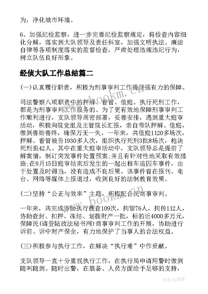 2023年经侦大队工作总结(优秀5篇)