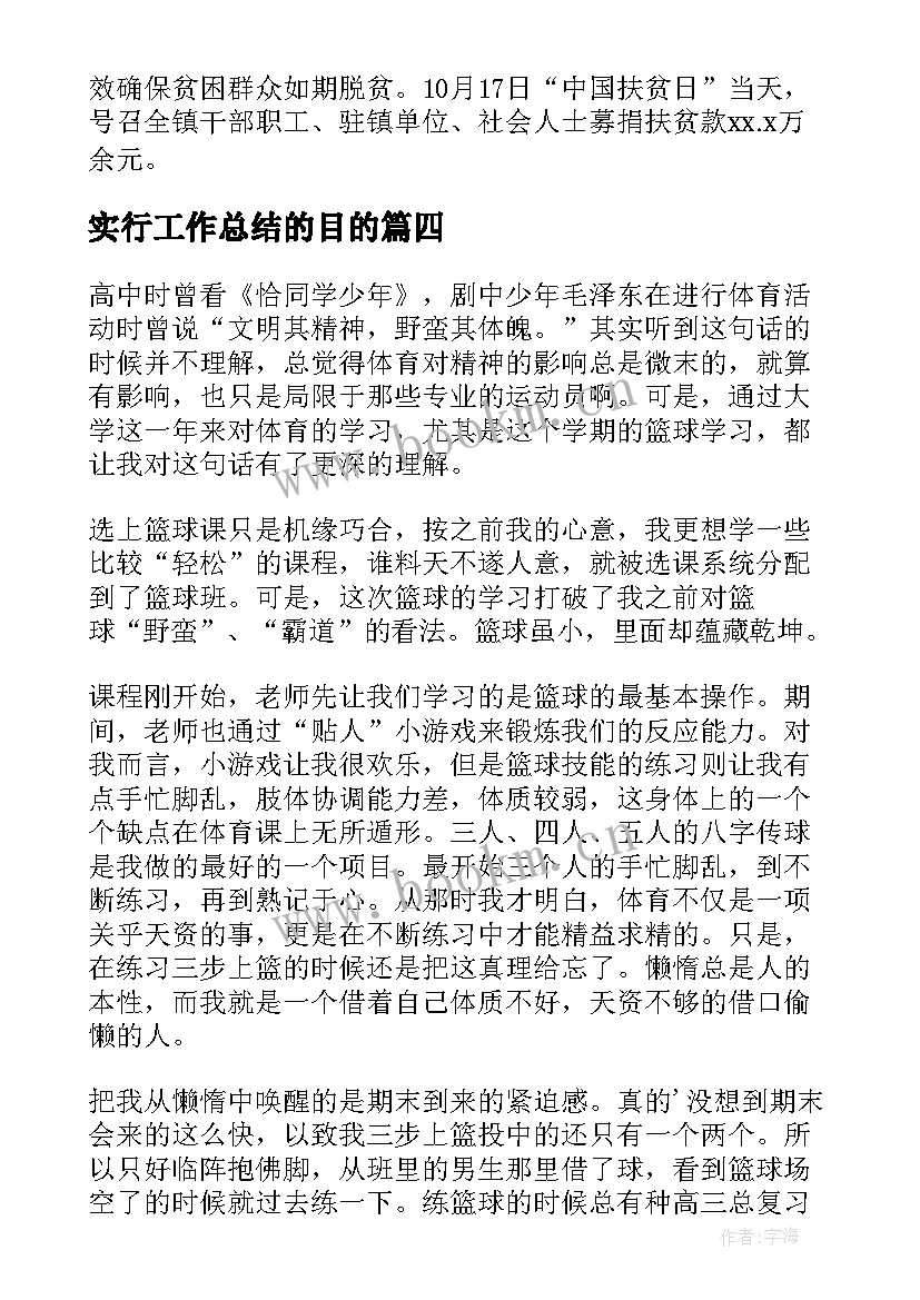 最新实行工作总结的目的(优秀7篇)