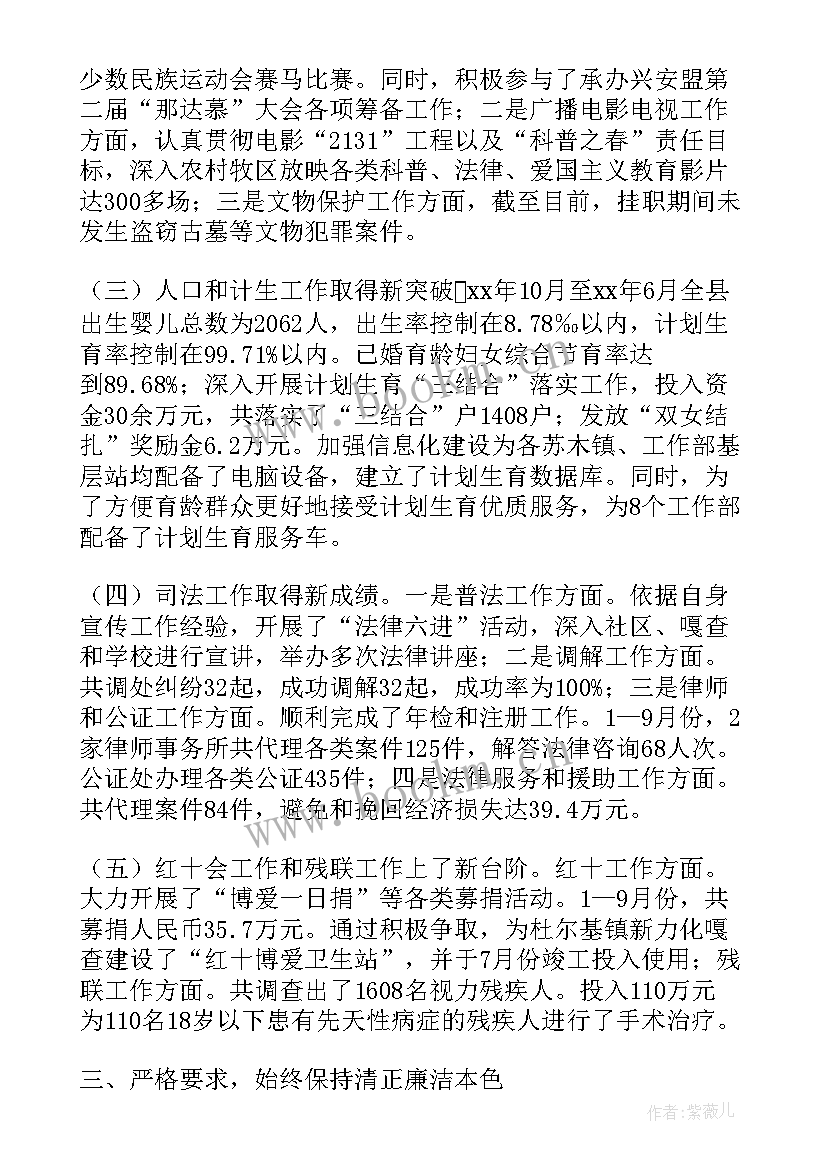 最新副县长工作总结(大全5篇)