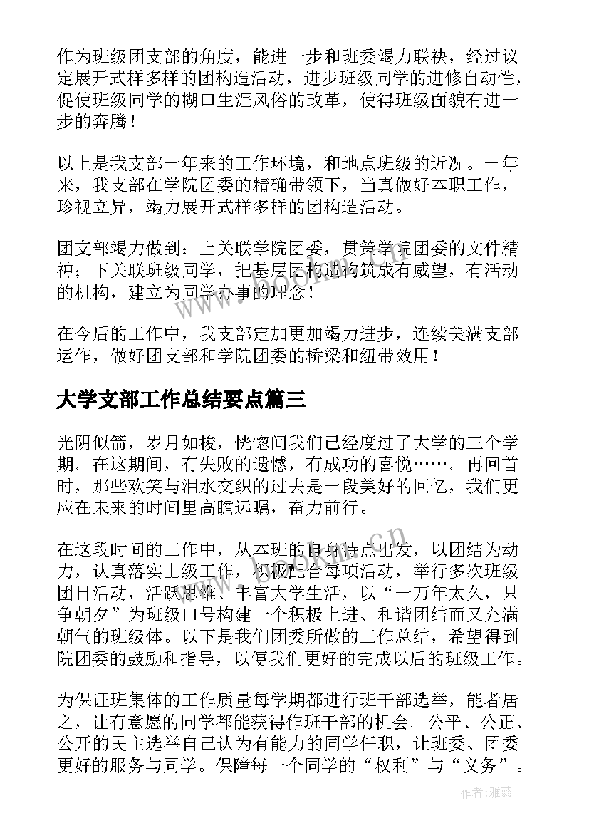 大学支部工作总结要点(优质8篇)