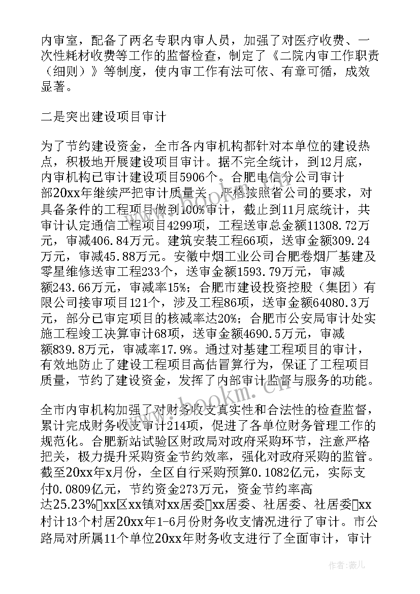 2023年党校内部审计工作总结汇报(实用5篇)