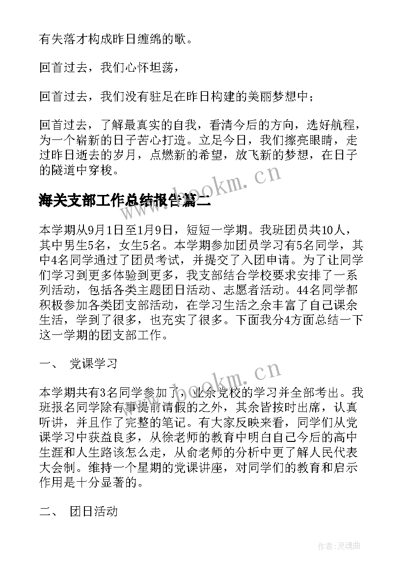 最新海关支部工作总结报告(优质10篇)