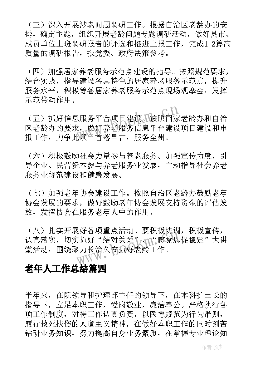 2023年老年人工作总结(优秀5篇)