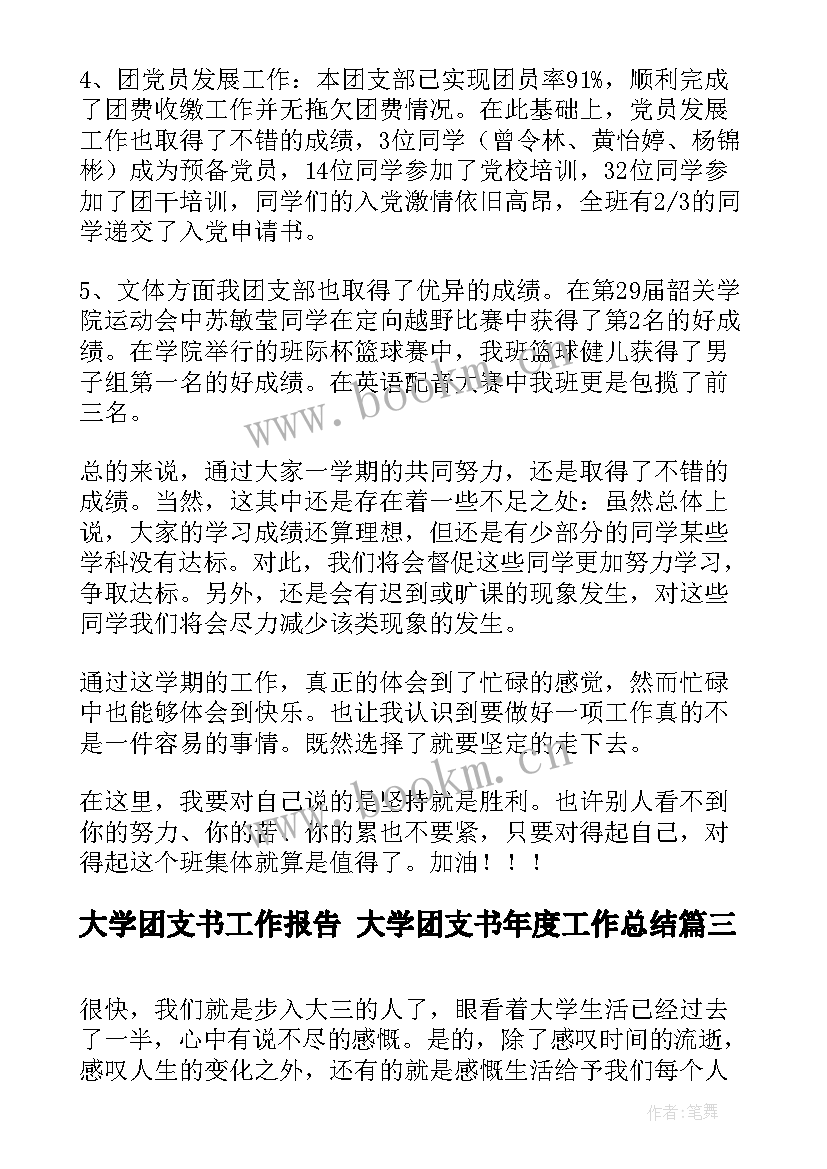 大学团支书工作报告 大学团支书年度工作总结(大全6篇)