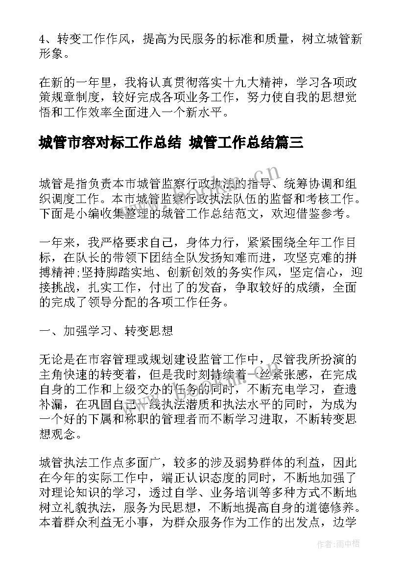 最新城管市容对标工作总结 城管工作总结(优质10篇)